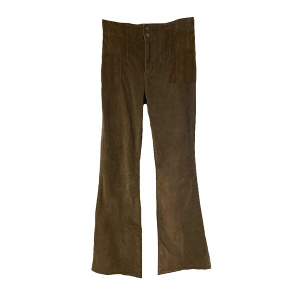 No Boundaries Jr High-Rise Pintuck Flare Corduroy Pants Brown Size 7 - Picture 1 of 4